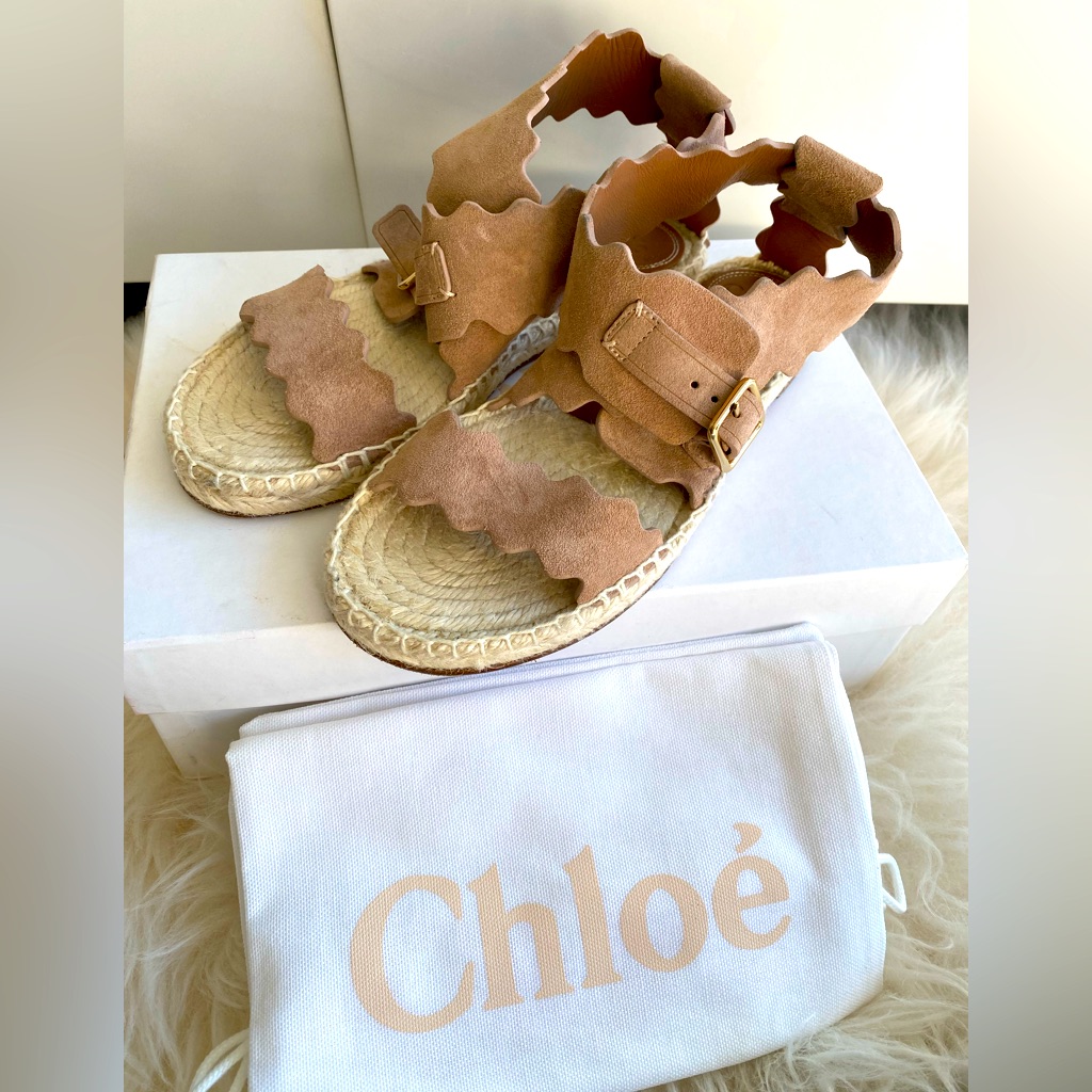 Chloe Nude Pink Suede Sandals